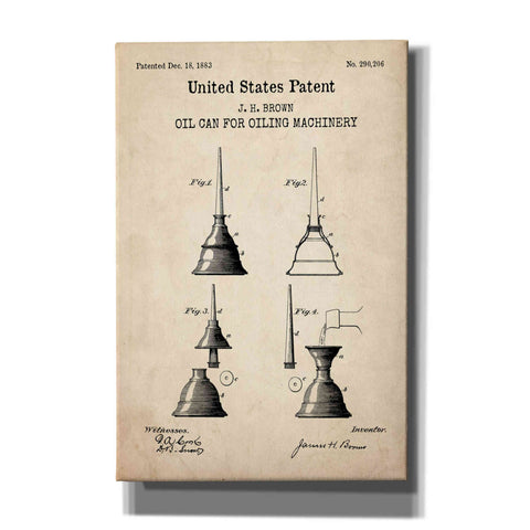 Image of 'Oil Can Blueprint Patent Parchment,' Canvas Wall Art