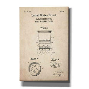 'Paper Coffee cup Blueprint Patent Parchment,' Canvas Wall Art