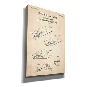 'Paper Plane Blueprint Patent Parchment,' Canvas Wall Art