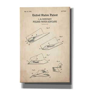 'Paper Plane Blueprint Patent Parchment,' Canvas Wall Art