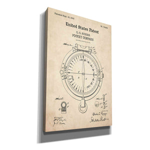 'Pocket Compass Blueprint Patent Parchment,' Canvas Wall Art