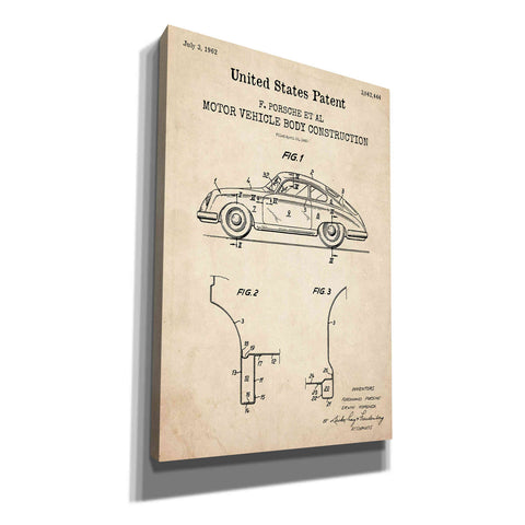 Image of 'Motor Vehicle Body Construction Blueprint Patent Parchment,' Canvas Wall Art