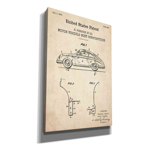 'Motor Vehicle Body Construction Blueprint Patent Parchment,' Canvas Wall Art
