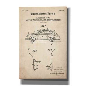 'Motor Vehicle Body Construction Blueprint Patent Parchment,' Canvas Wall Art