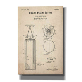'Punching Bag Blueprint Patent Parchment,' Canvas Wall Art