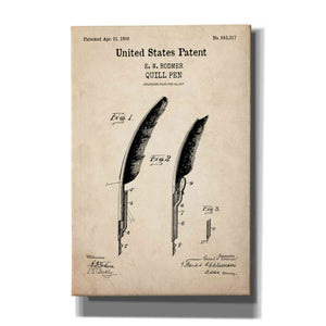 'Quill Pen Blueprint Patent Parchment,' Canvas Wall Art