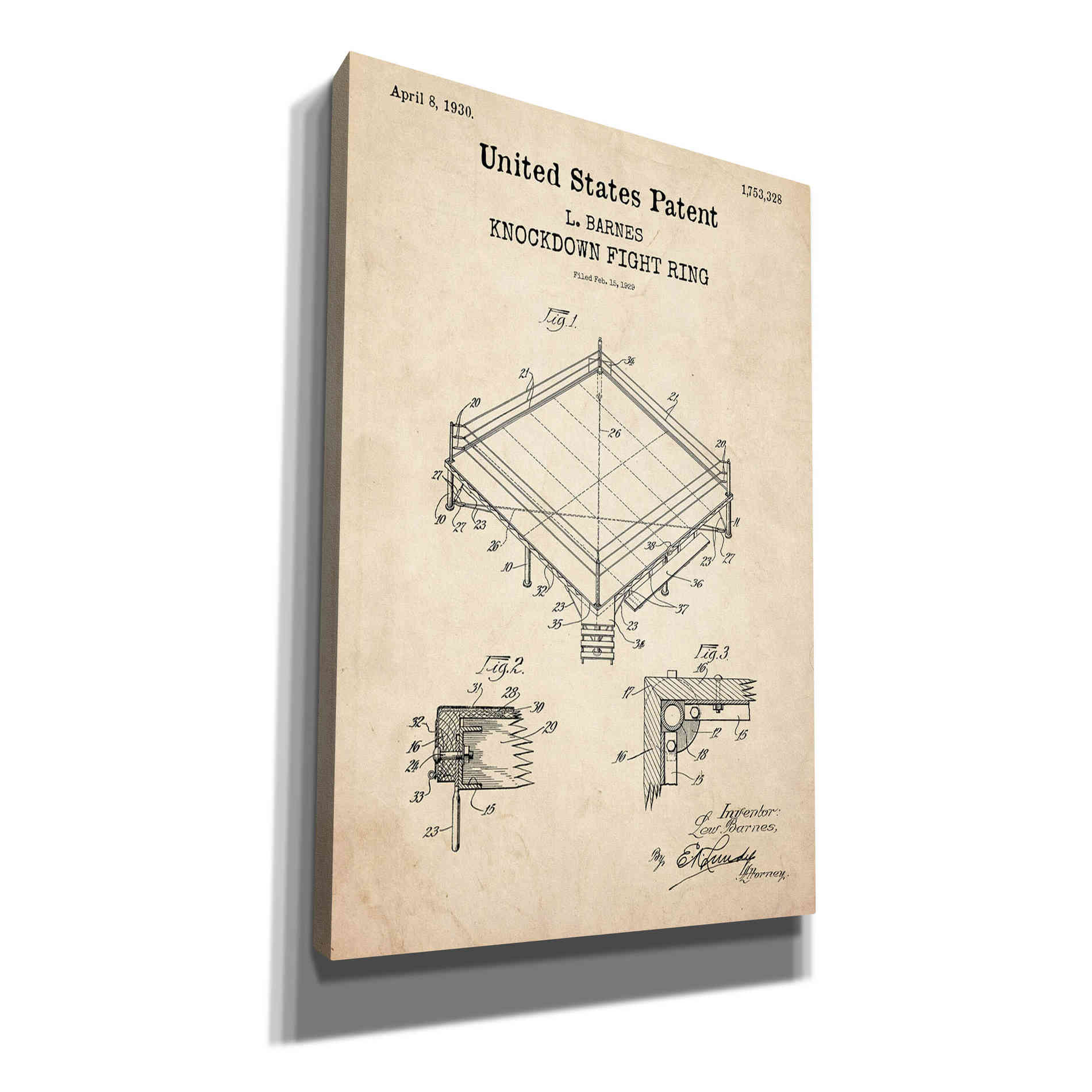 'Ring Buoy Blueprint Patent Parchment,' Canvas Wall Art