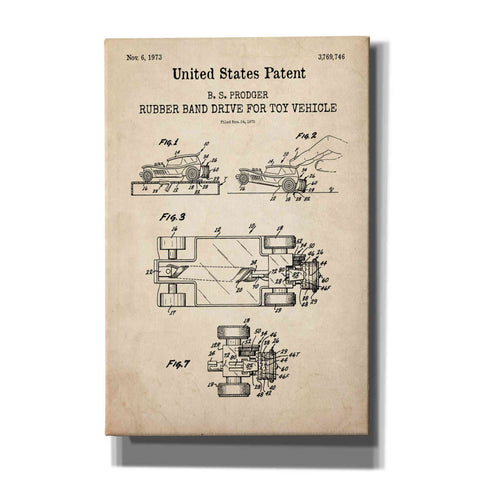 Image of 'Rubber band Blueprint Patent Parchment,' Canvas Wall Art