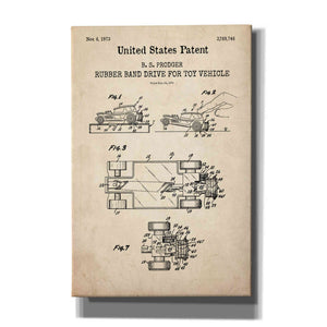 'Rubber band Blueprint Patent Parchment,' Canvas Wall Art