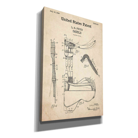 Image of 'Saddle Blueprint Patent Parchment,' Canvas Wall Art