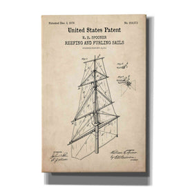 'Sail Blueprint Patent Parchment,' Canvas Wall Art