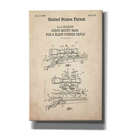 'Scope mount base Blueprint Patent Parchment,' Canvas Wall Art