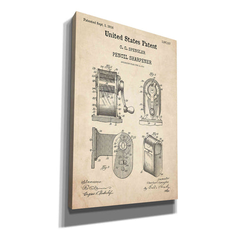 Image of 'Pencil Sharpener Blueprint Patent Parchment,' Canvas Wall Art