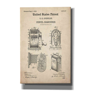 'Pencil Sharpener Blueprint Patent Parchment,' Canvas Wall Art