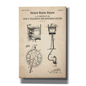 'Ship's Telegraph and Record System Blueprint Patent Parchment,' Canvas Wall Art