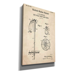 'Ski Pole Grip and Ring Blueprint Patent Parchment,' Canvas Wall Art