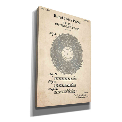 Image of 'Master Sound Record Blueprint Patent Parchment,' Canvas Wall Art