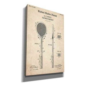 'Squash Racket Blueprint Patent Parchment,' Canvas Wall Art