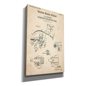'Starter for Motor Cars Blueprint Patent Parchment,' Canvas Wall Art