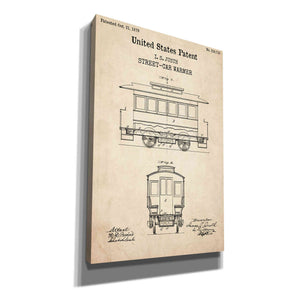 'Streetcar Blueprint Patent Parchment,' Canvas Wall Art