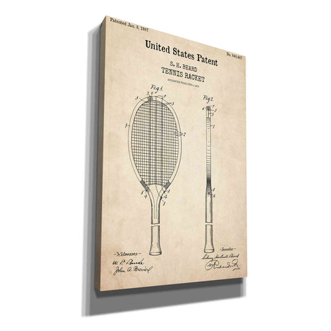 Image of 'Tennis Racket Blueprint Patent Parchment,' Canvas Wall Art