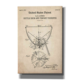 'Timpani Blueprint Patent Parchment,' Canvas Wall Art