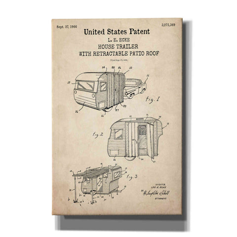 Image of 'Trailer Blueprint Patent Parchment,' Canvas Wall Art