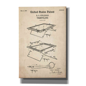 'Trampoline Blueprint Patent Parchment,' Canvas Wall Art