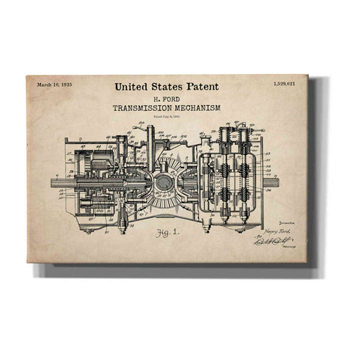 Image of 'Transmission Blueprint Patent Parchment,' Canvas Wall Art