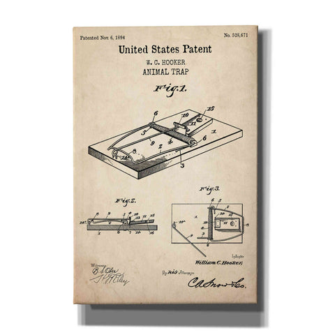 Image of 'Trap Blueprint Patent Parchment,' Canvas Wall Art