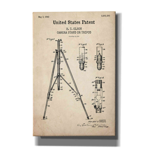 Image of 'Tripod Blueprint Patent Parchment,' Canvas Wall Art