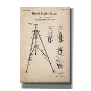 'Tripod Blueprint Patent Parchment,' Canvas Wall Art