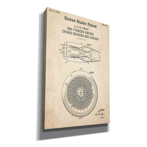 Image of 'Gas Turbine Engine Blueprint Patent Parchment,' Canvas Wall Art