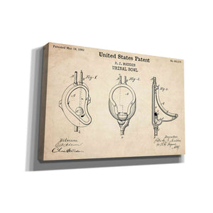 'Urinal Blueprint Patent Parchment,' Canvas Wall Art