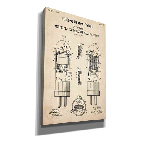 Image of 'Vacuum tube Blueprint Patent Parchment,' Canvas Wall Art