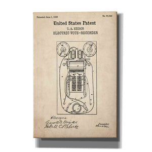 'Electric Vote-recorder Blueprint Patent Parchment,' Canvas Wall Art