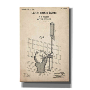 'Water Closet Blueprint Patent Parchment,' Canvas Wall Art