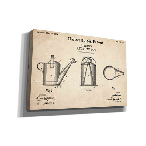 Image of 'Watering Can Blueprint Patent Parchment,' Canvas Wall Art