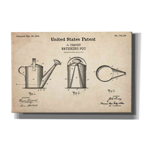 'Watering Can Blueprint Patent Parchment,' Canvas Wall Art