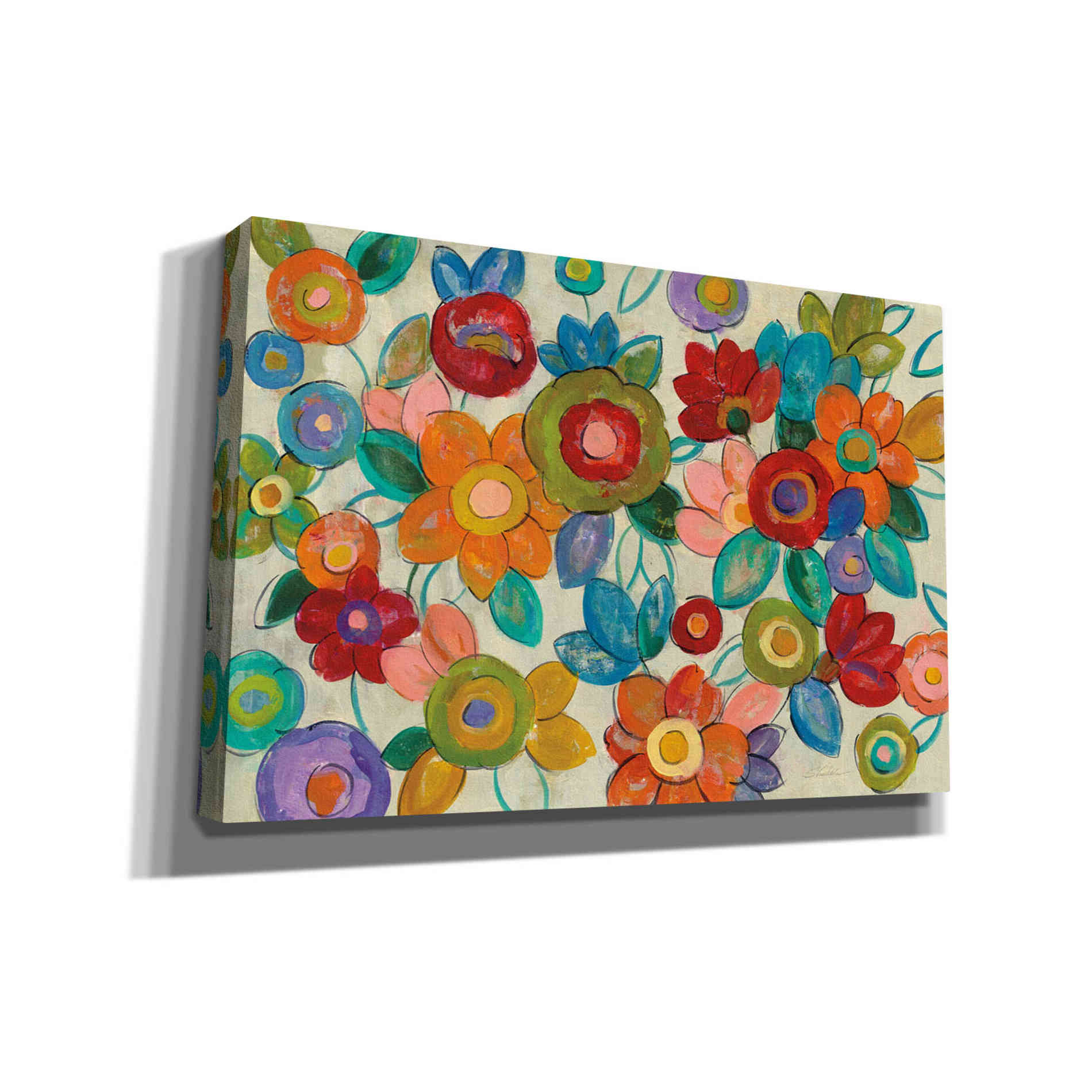 'Decorative Flowers' by Silvia Vassileva, Canvas Wall Art