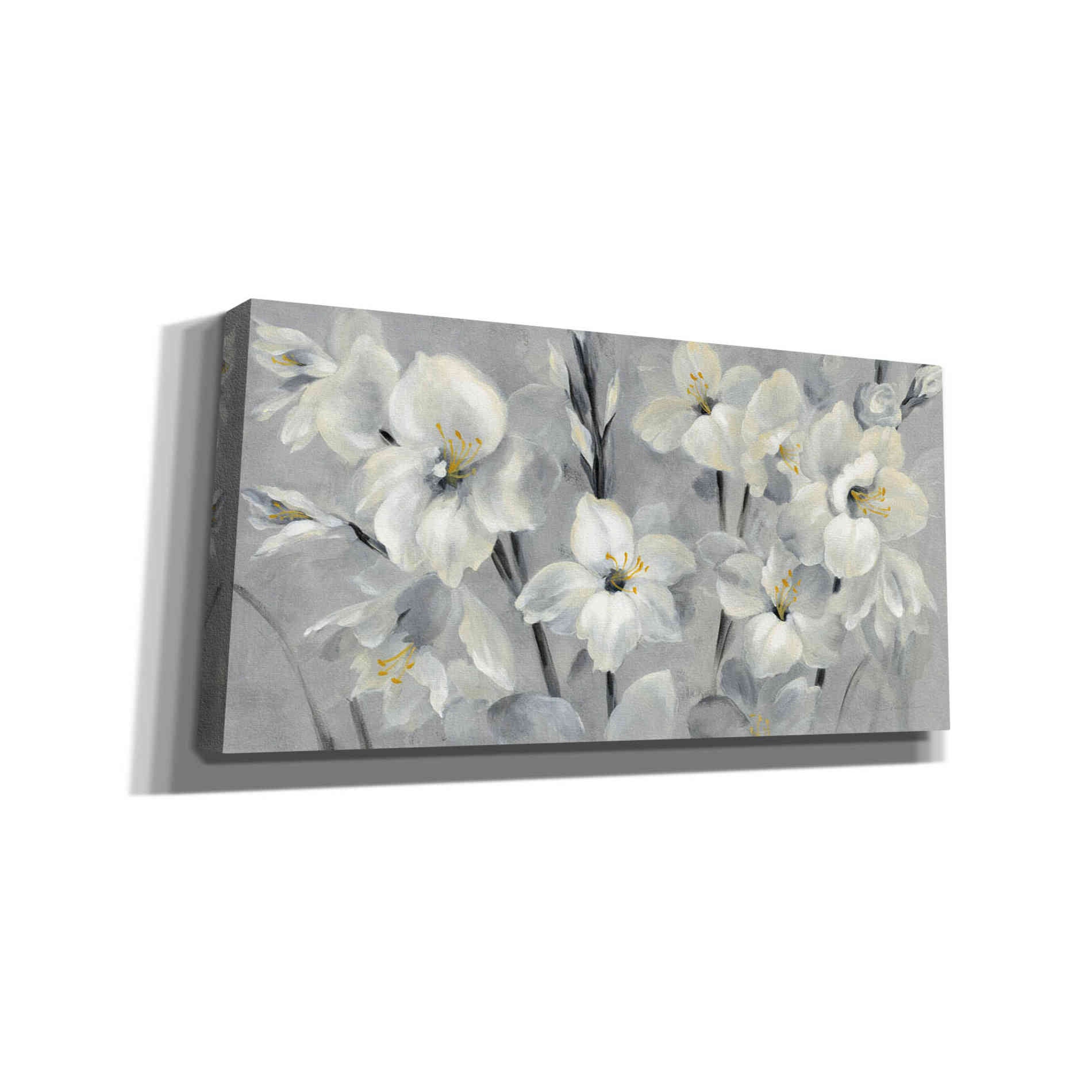 'Flowers on Gray' by Silvia Vassileva, Canvas Wall Art