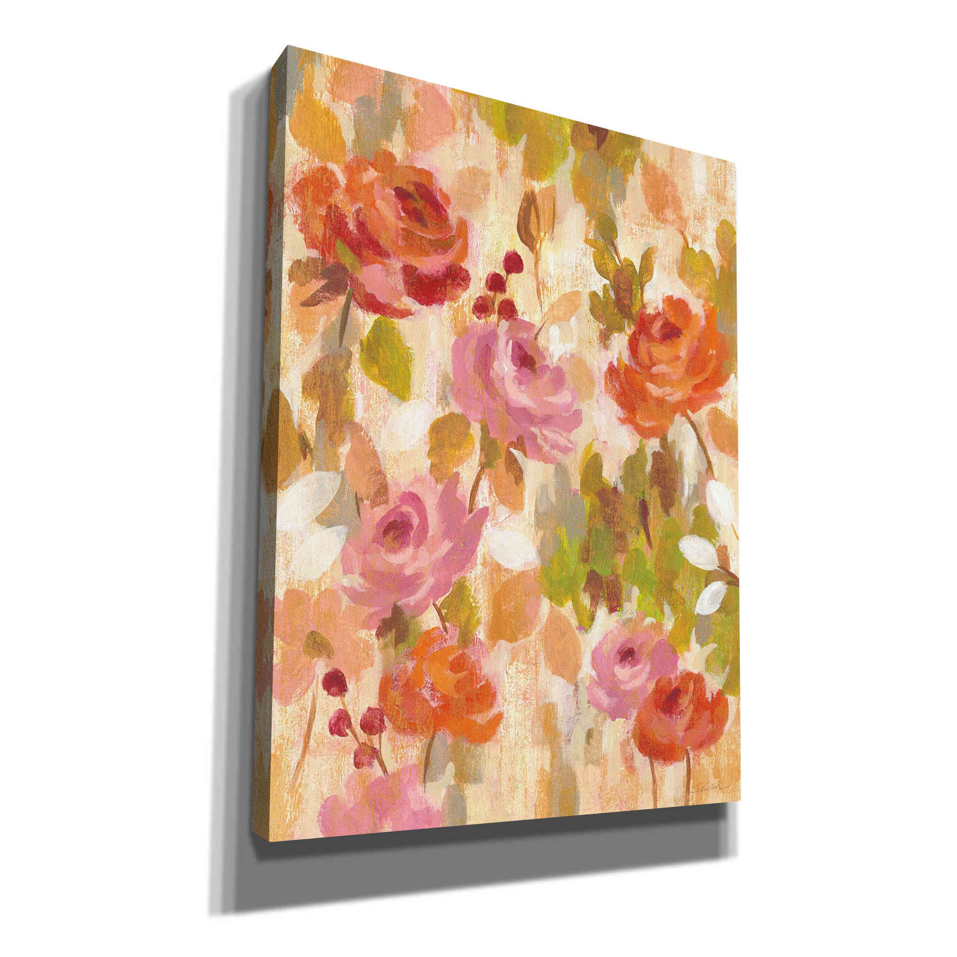 'Pink and Orange Brocade I' by Silvia Vassileva, Canvas Wall Art