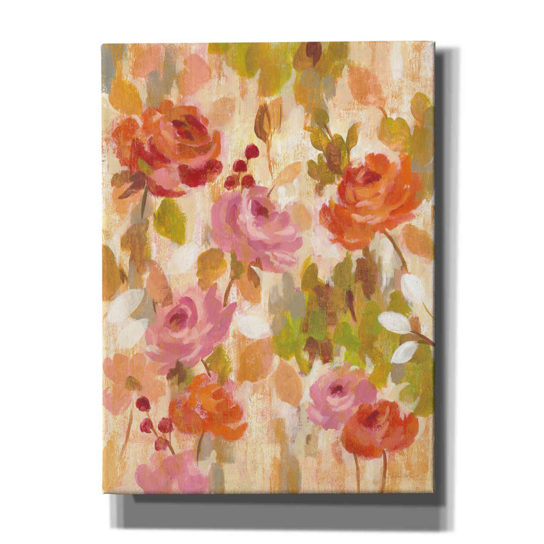 'Pink and Orange Brocade I' by Silvia Vassileva, Canvas Wall Art