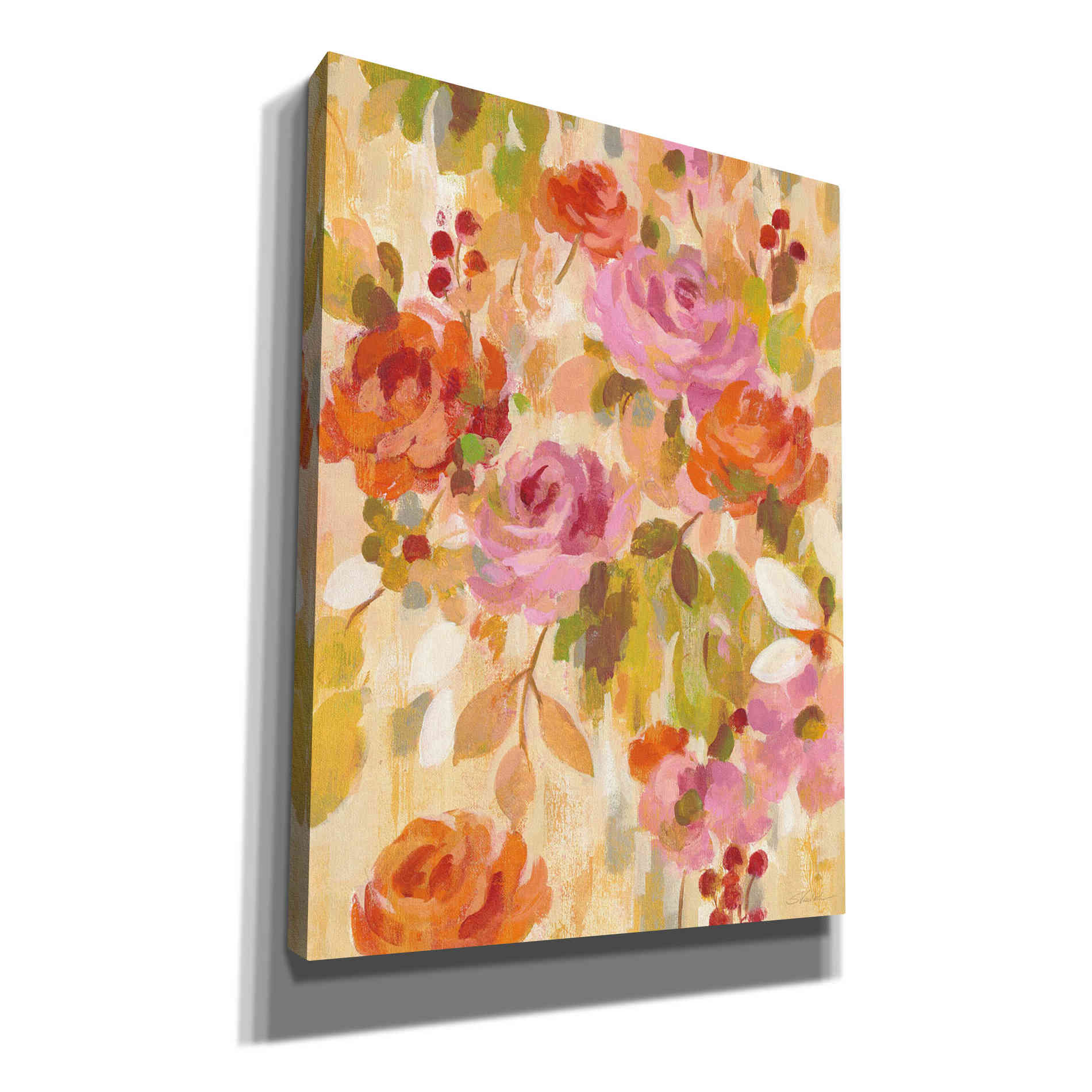 'Pink and Orange Brocade II' by Silvia Vassileva, Canvas Wall Art
