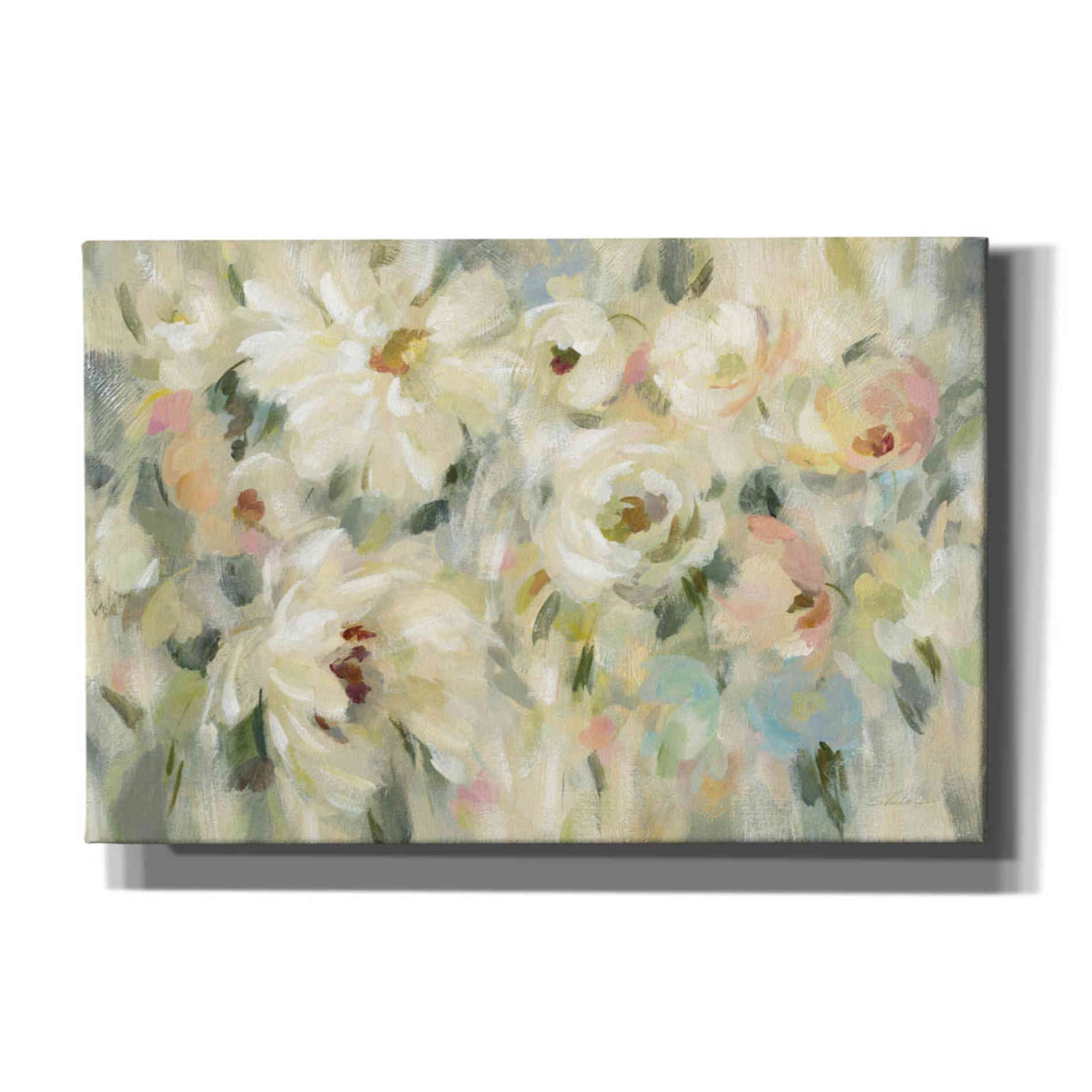 'Expressive Pale Floral' by Silvia Vassileva, Canvas Wall Art