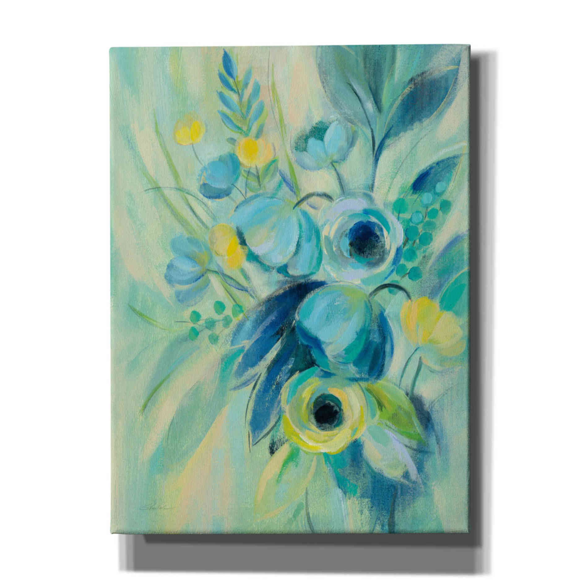 'Elegant Blue Floral II' by Silvia Vassileva, Canvas Wall Art