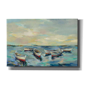 'Coastal View of Boats' by Silvia Vassileva, Canvas Wall Art