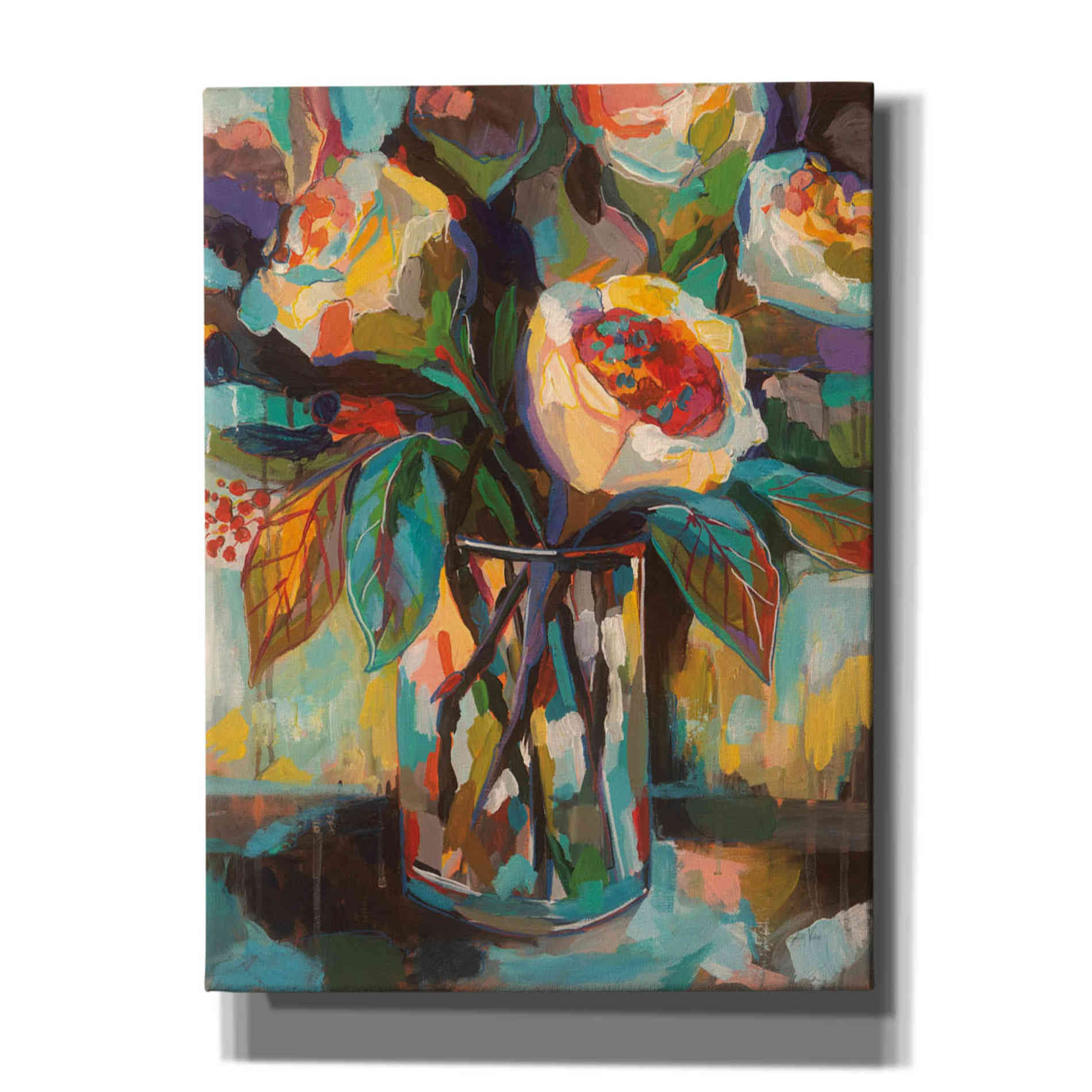 'Stained Glass Floral' by Jeanette Vertentes, Canvas Wall Art