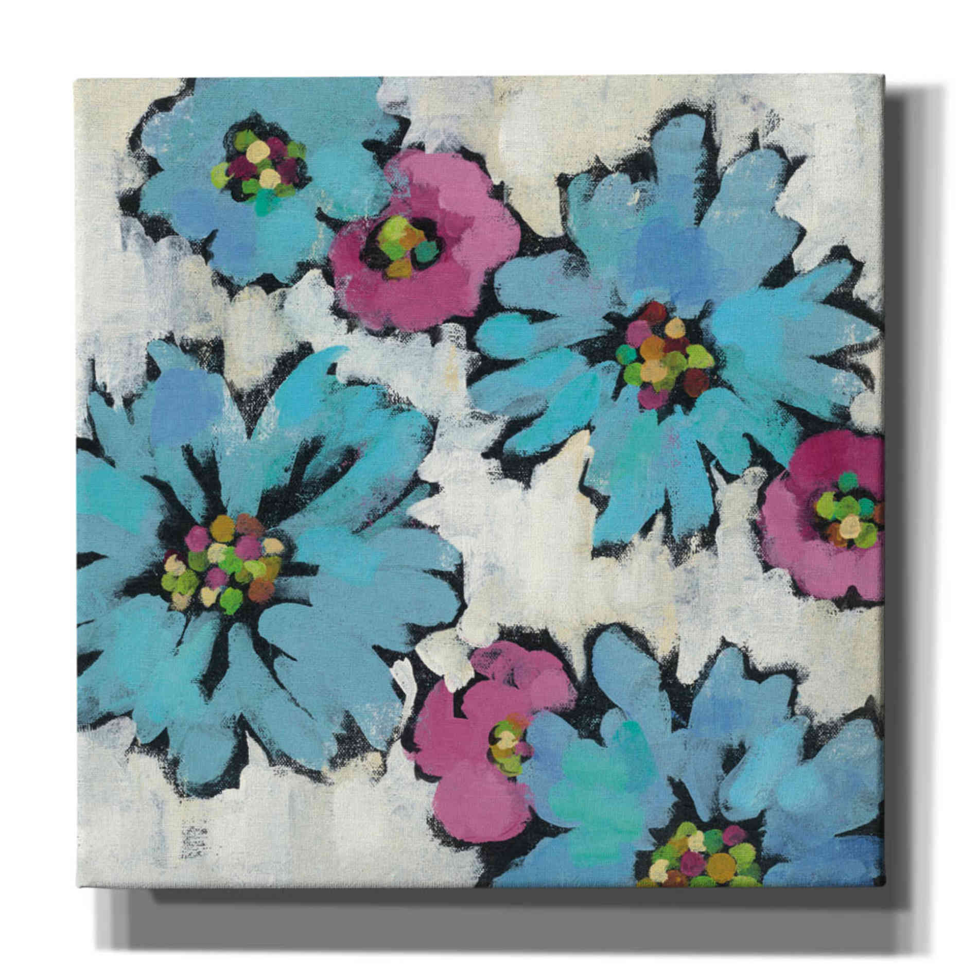 'Graphic Pink and Blue Floral III' by Silvia Vassileva, Canvas Wall Art