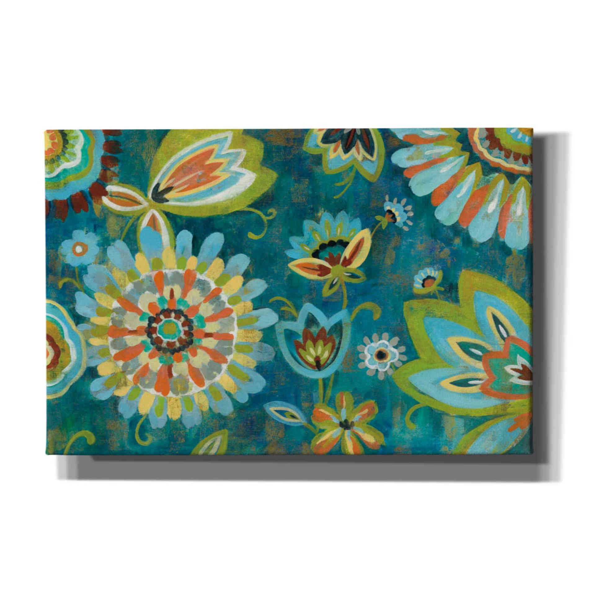 'Decorative Peacock Floral' by Silvia Vassileva, Canvas Wall Art